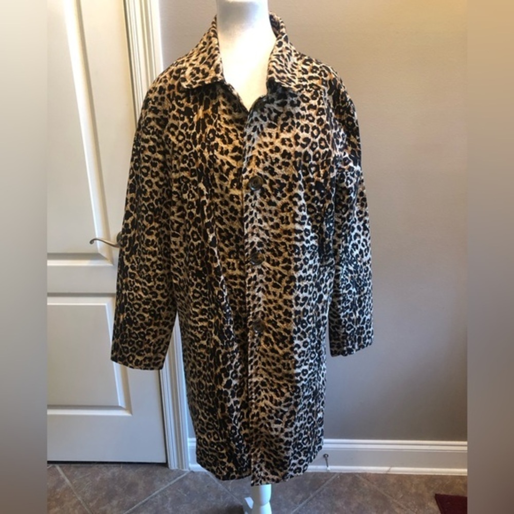Vintage 1990s All Weather Trench Coat Rain Jacket Leopard Print